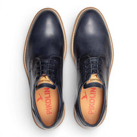 Claret - Herenschoenen van blauw leer met vetersluiting, model Derby.