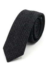 Vergelijk kleur Heren Tweed Herringbone Stropdas Pochet Check Klassieke Zwarte Kleur