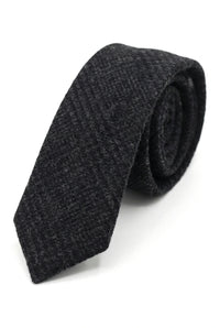 Vergelijk kleur Heren Tweed Herringbone Stropdas Pochet Check Klassieke Zwarte Kleur