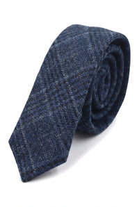 Vergelijk kleur Heren Tweed Herringbone Stropdas Pochet Ruit Klassiek Blauw