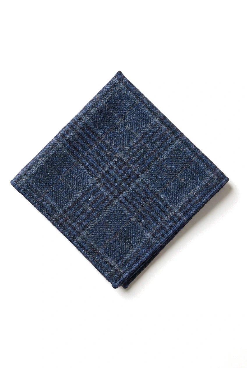 Vergelijk kleur Heren Tweed Herringbone Stropdas Pochet Ruit Klassiek Blauw