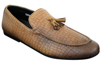 Elong DD0085 - Mens Snake Crocodile Leather PU Loafers Driving Shoes Slip On Tassel Comfort Vintage