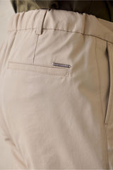 Beige geplooide smart casual broek voor heren, klassieke pasvorm