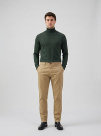 Khaki chino broek voor heren, linnenmix, dunne Tencel katoen, zomerstof