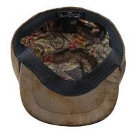 Men's 8 Panel Razor Baker Boy Hat PU Leather Blinders Newsboy Flat Cap Brown