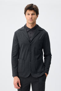 Herenblazer van zachte, antracietkleurige jersey, smart casual model