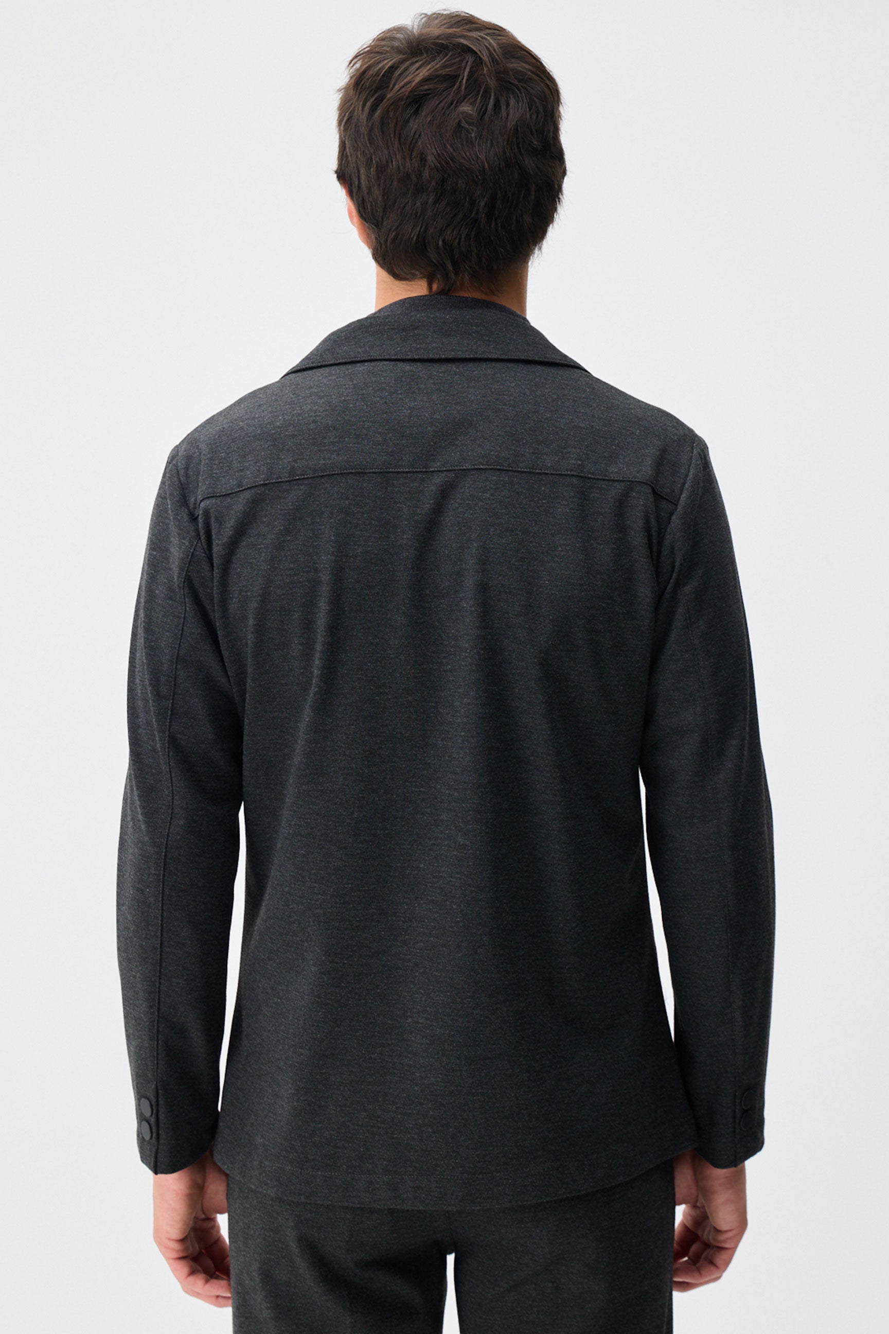 Herenblazer van zachte, antracietkleurige jersey, smart casual model