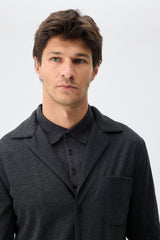 Herenblazer van zachte, antracietkleurige jersey, smart casual model