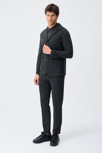 Herenblazer van zachte, antracietkleurige jersey, smart casual model