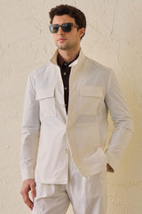 Witte utility-jas voor heren, lichtgewicht katoenmix, smart casual model.