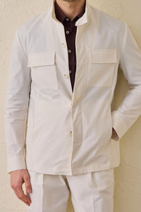 Witte utility-jas voor heren, lichtgewicht katoenmix, smart casual model.