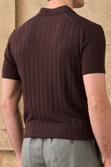 Herenpolo met bruine ribbels
