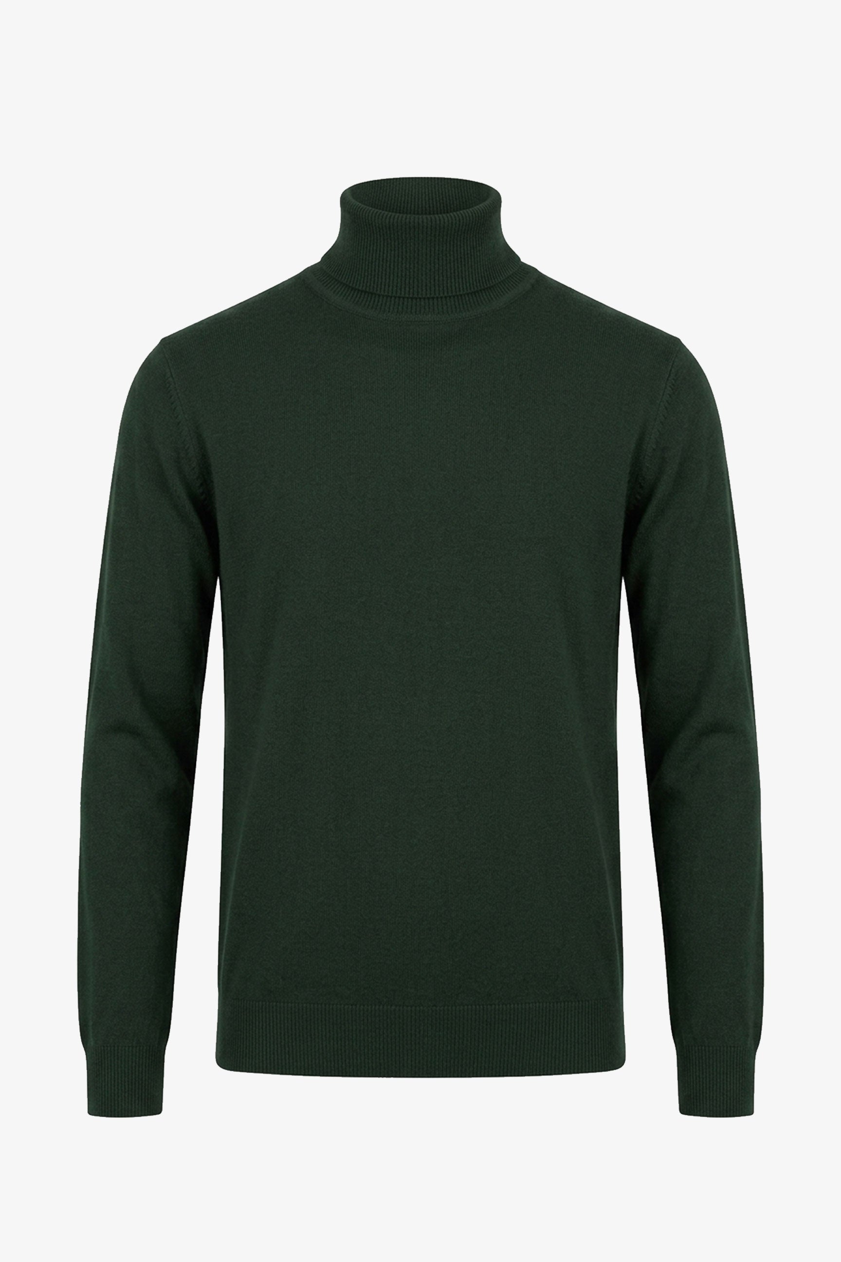 Groene coltrui voor heren, zachte viscosemix, gebreide trui met lange mouwen.