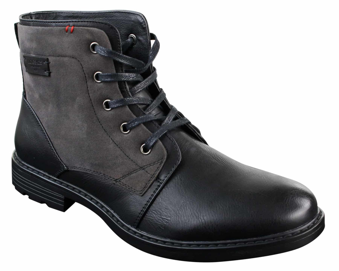 Mens PU Leather & Suede Lace Ankle Combat Cowboy Military Army Biker Boots Shoes