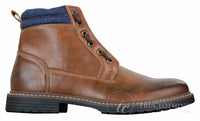 Elong EL0653 - Mens Zip Laced Casual Punk Rock Goth Emo Ankle Boots Brown Black Leather