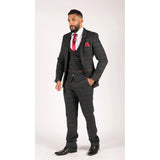 Marineblauwe herenruit visgraat tweed vintage 3-delig nieuw Marc Darcy pak