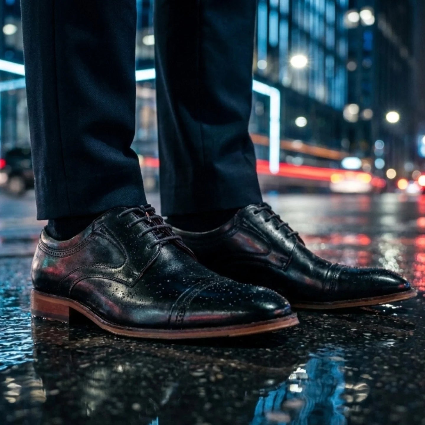 Everett - Heren Derby schoenen van zwart gepolijst leer met neuskap