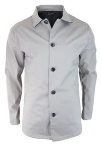Mens Mid Length Overcoat Jacket Light Weight Smart Casual Beige Stone  Mac