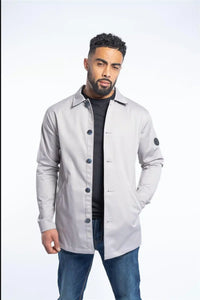 Mens Mid Length Overcoat Jacket Light Weight Smart Casual Beige Stone  Mac