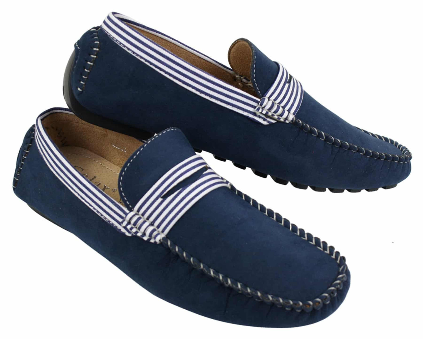 Mens Suede Deck Boat Shoes Stripe Slip On Summer Smart Casual Italian