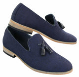 Galax GH3126 - Mens  Slip On Tassel Driving Shoes Loafers Light Smart Casual Black Blue Italian