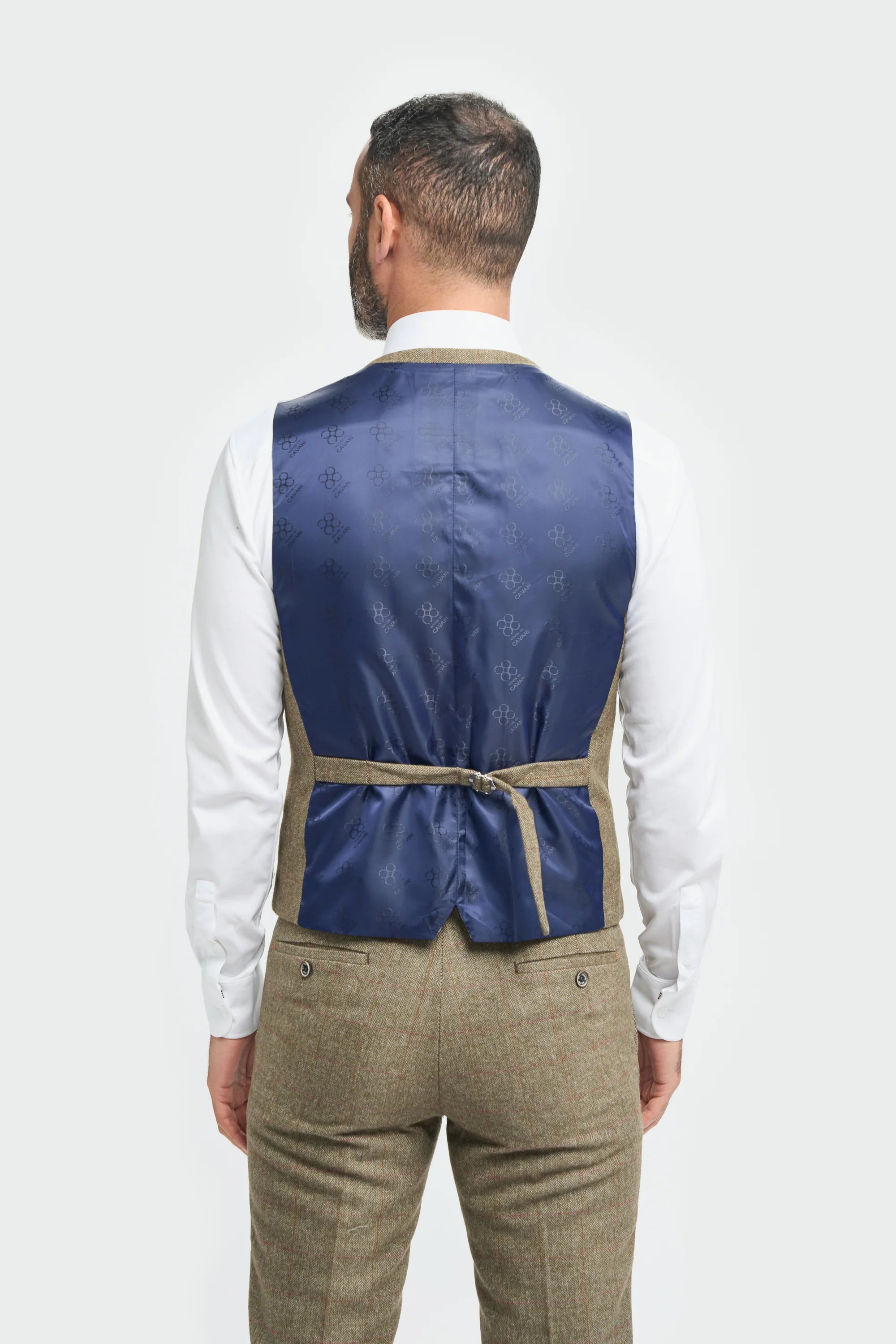 Heren Tweed Olijfgroen Geruit Pak