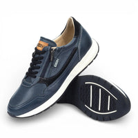 Getafe - Herensneakers van blauw leer, comfortabel om te dragen