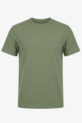 Groen geribbeld klassiek T-shirt voor heren