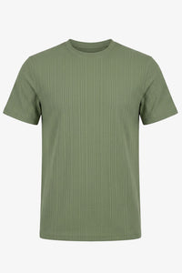 Groen geribbeld klassiek T-shirt voor heren