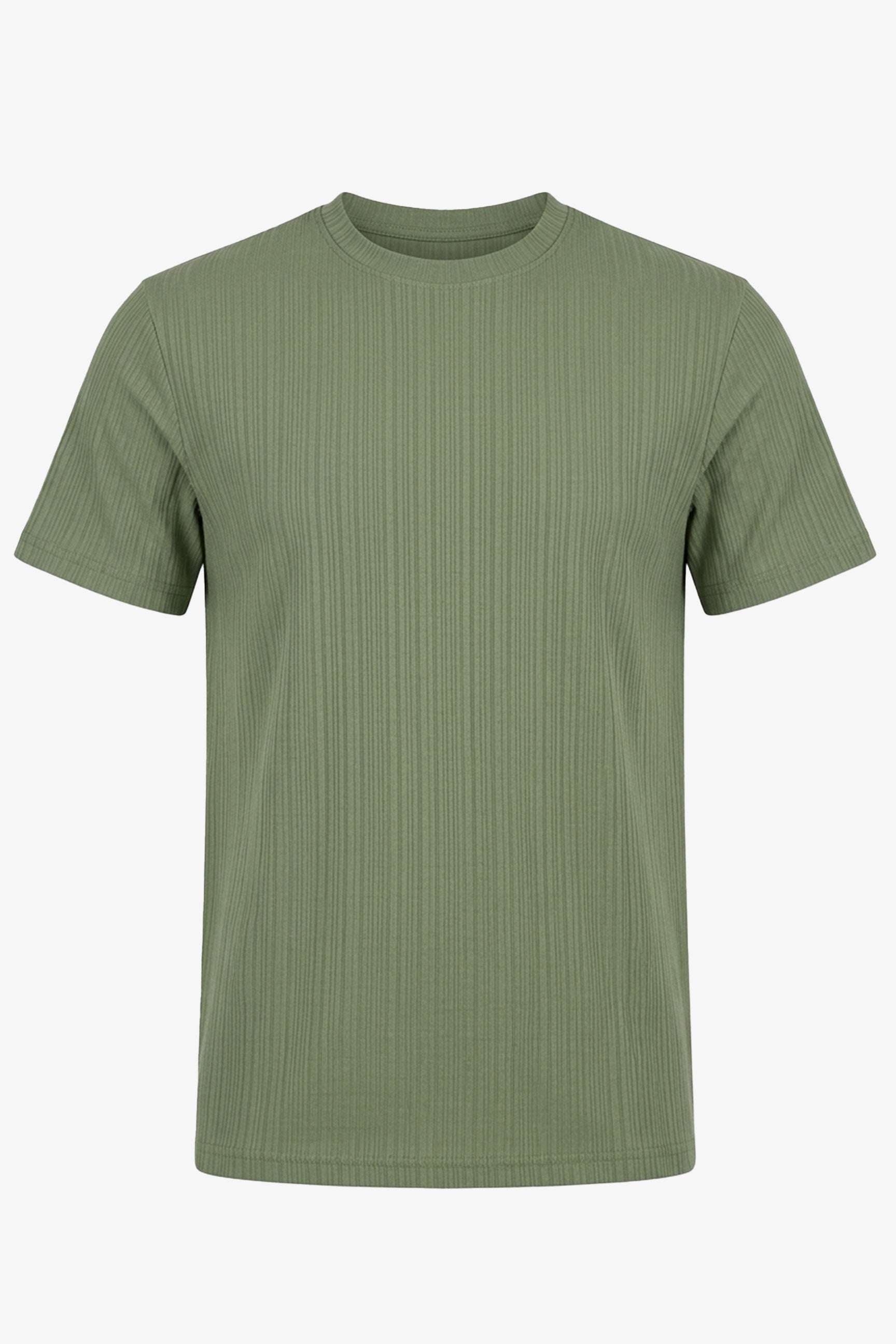 Groen geribbeld klassiek T-shirt voor heren