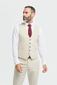 Hampton - Beige driedelig pak voor heren