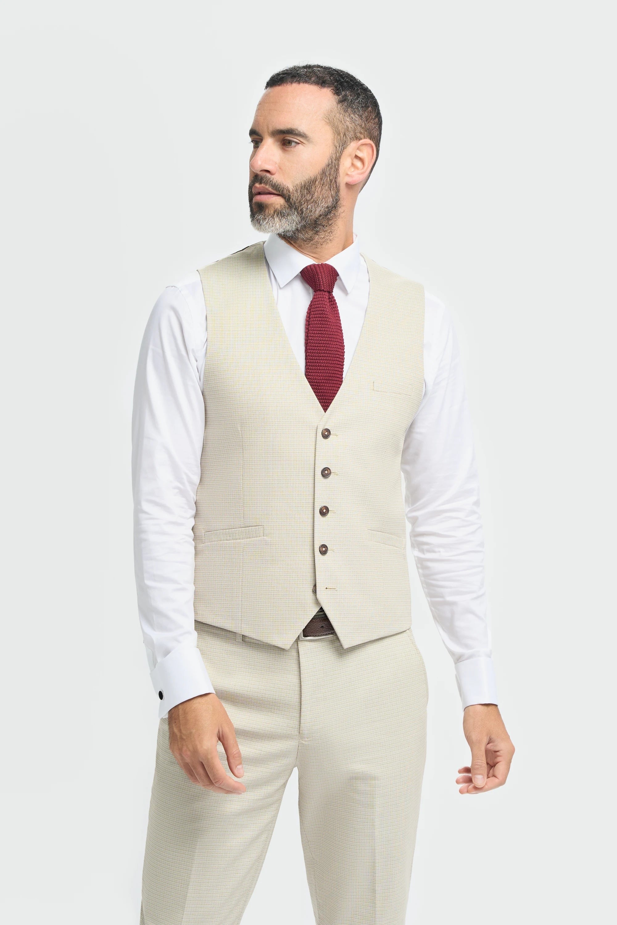 Hampton - Beige driedelig pak voor heren