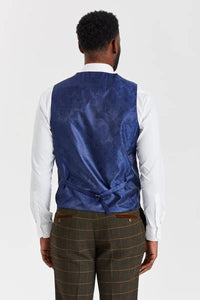 Harris Green geruit tweedpak met contrasterend Belmont Sage-vest.