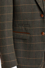 Harris - Groene tweed blazer met visgraatmotief