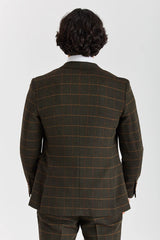 Harris - Groene tweed blazer met visgraatmotief