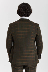 Harris - Groene tweed blazer met visgraatmotief