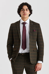 Harris - Groene tweed blazer met visgraatmotief