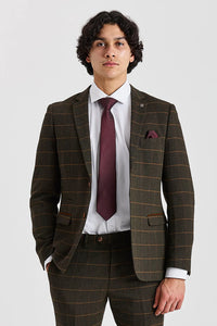 Harris - Groene tweed blazer met visgraatmotief
