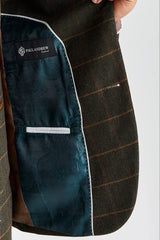 Harris - Groene tweed blazer met visgraatmotief