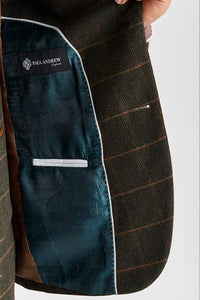 Harris - Groene tweed blazer met visgraatmotief