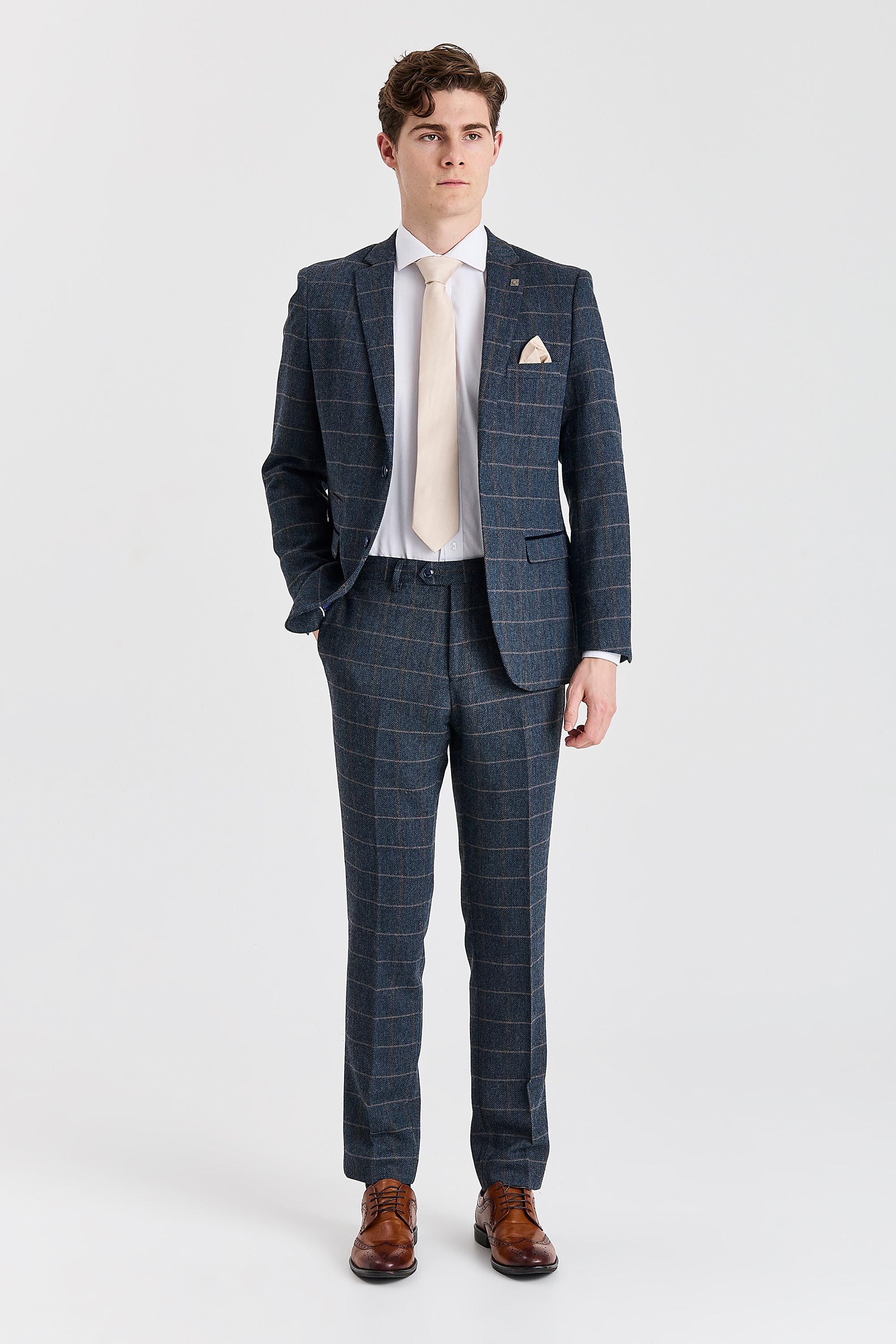 Harris - Herenblazer van marineblauwe tweedwolmix