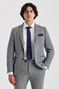 Harris - Tweed grijze blazer met visgraatpatroon voor heren