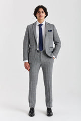 Harris - Tweed grijze blazer met visgraatpatroon voor heren