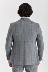 Harris - Tweed grijze blazer met visgraatpatroon voor heren