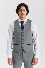 Harris - Tweed grijs vest met visgraatpatroon voor heren