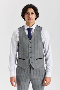 Harris - Tweed grijs vest met visgraatpatroon voor heren
