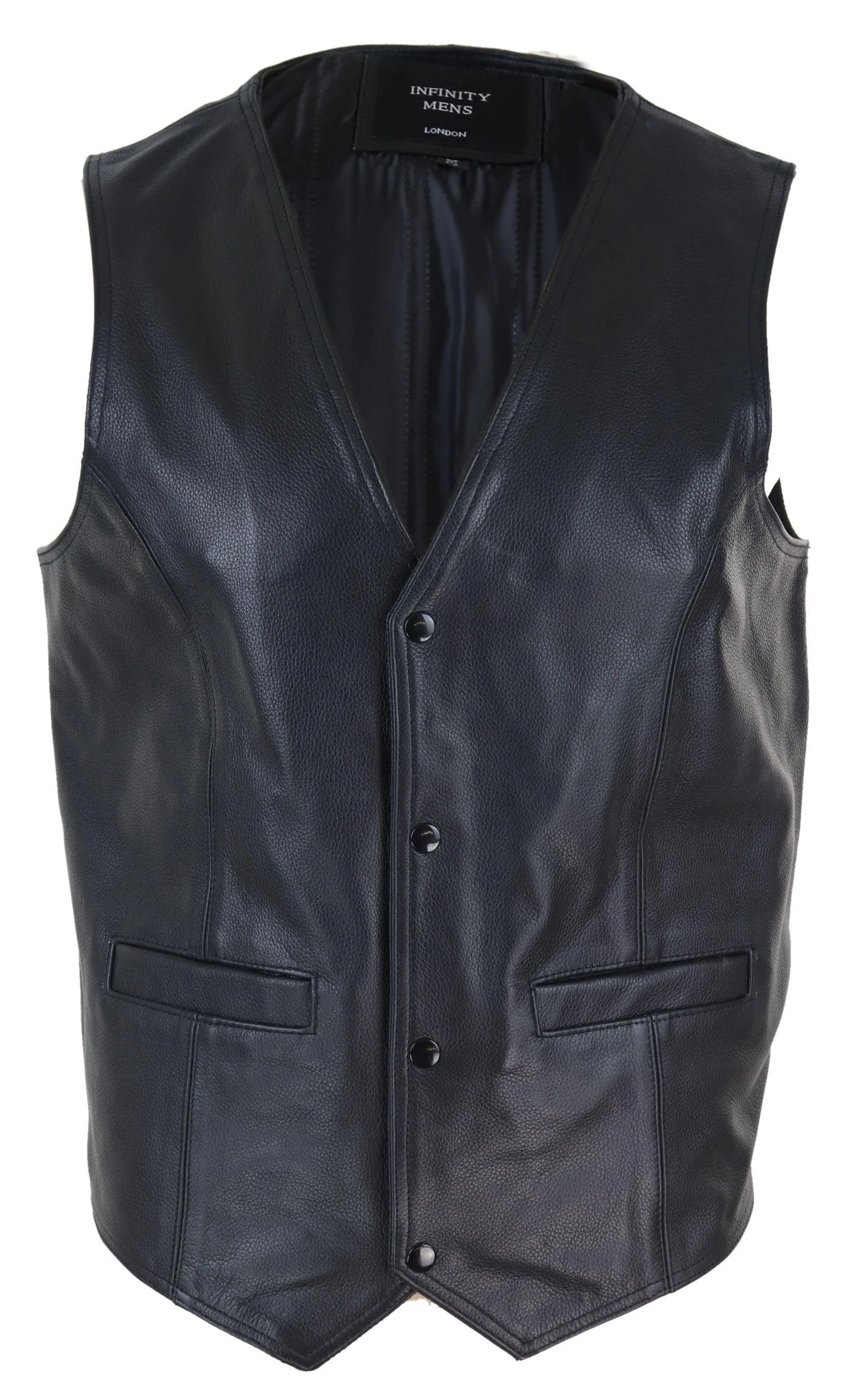 Mens Black Hide Leather Waistcoat