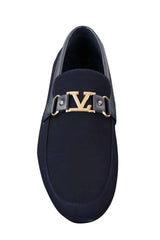 Fiorello HD0112-03 - Mens Iconic Black Navy Italian Design Slip On Smart Casual Loafers Mocassins Driving Shoes