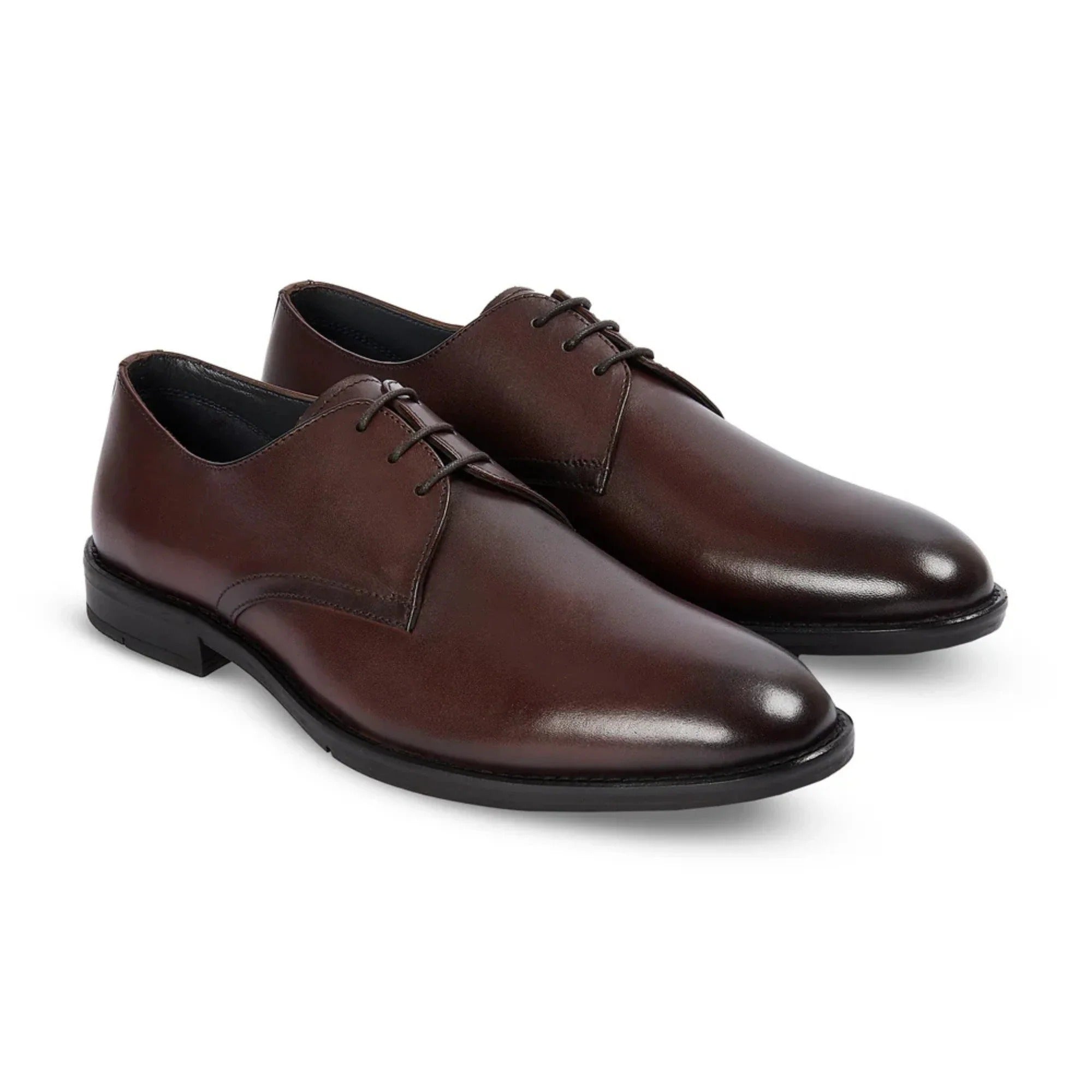 Henley - Klassieke bruine Derby-schoenen met gladde neus voor heren