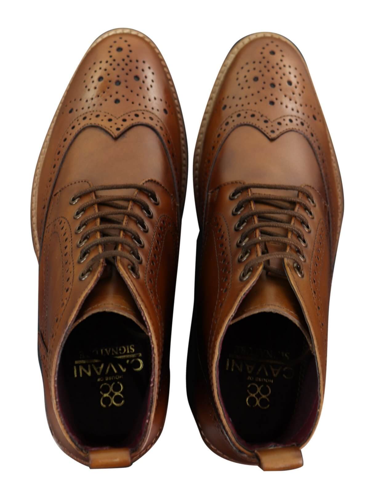 Mens Brogue Ankle Boots  Tan